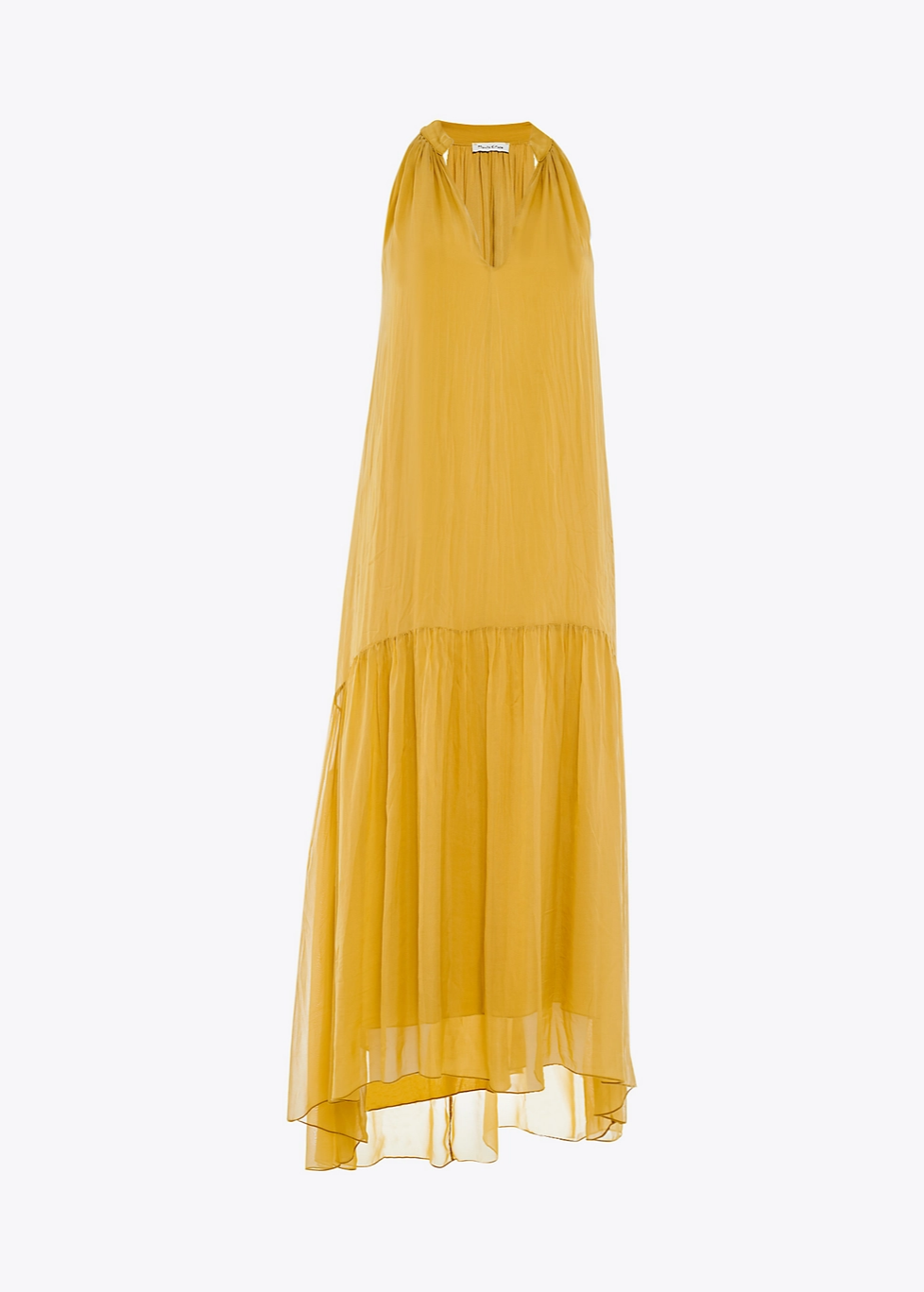 Vestido largo seda mostaza