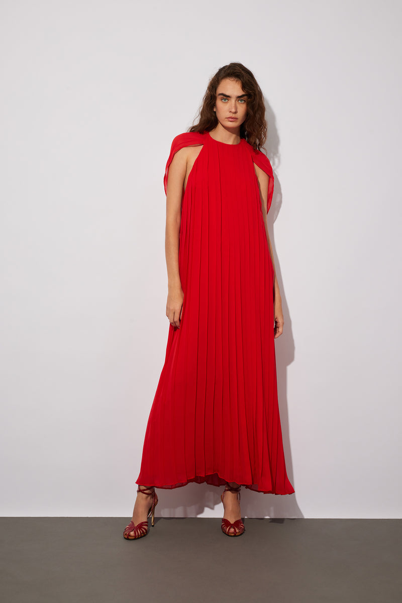 Vestido rojo plisado