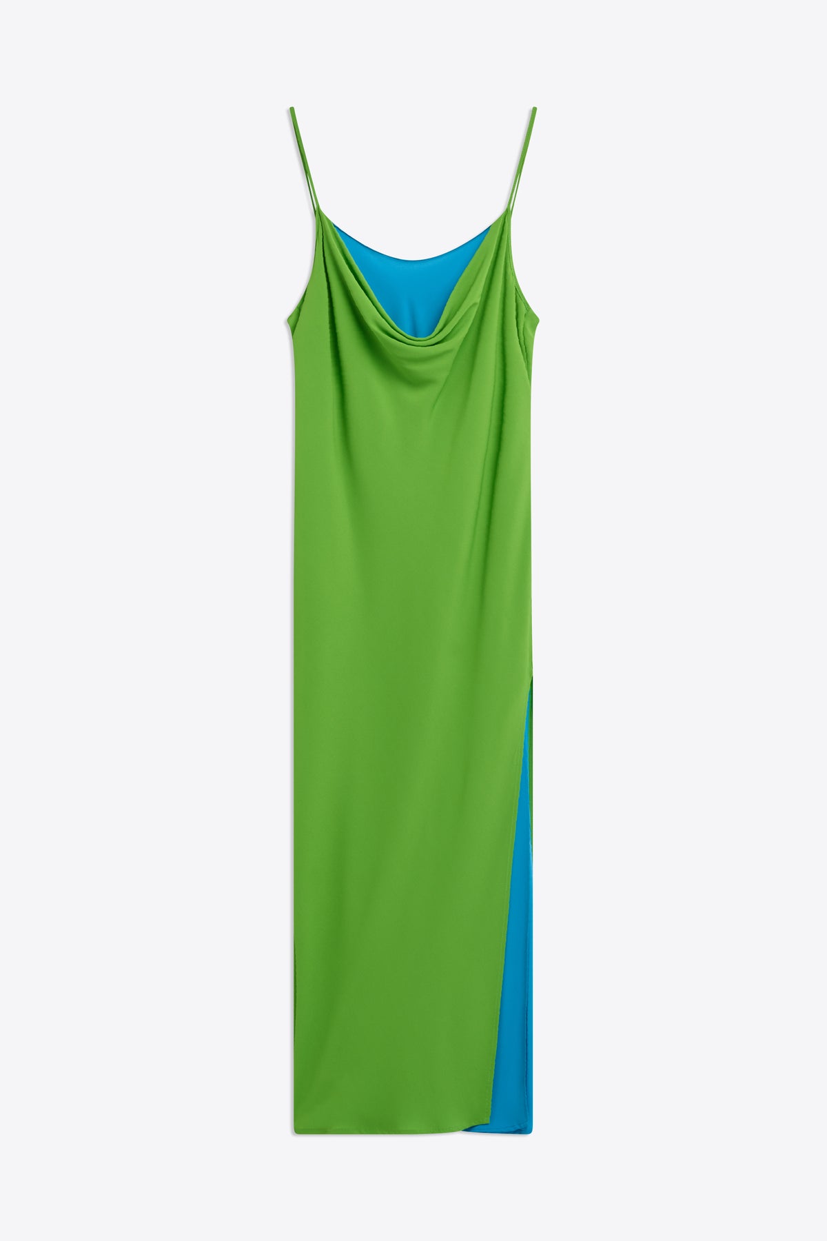 Vestido lencero bicolor verde-azul