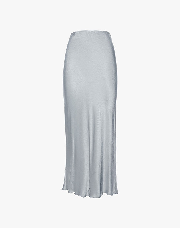 Falda midi satinada marrón