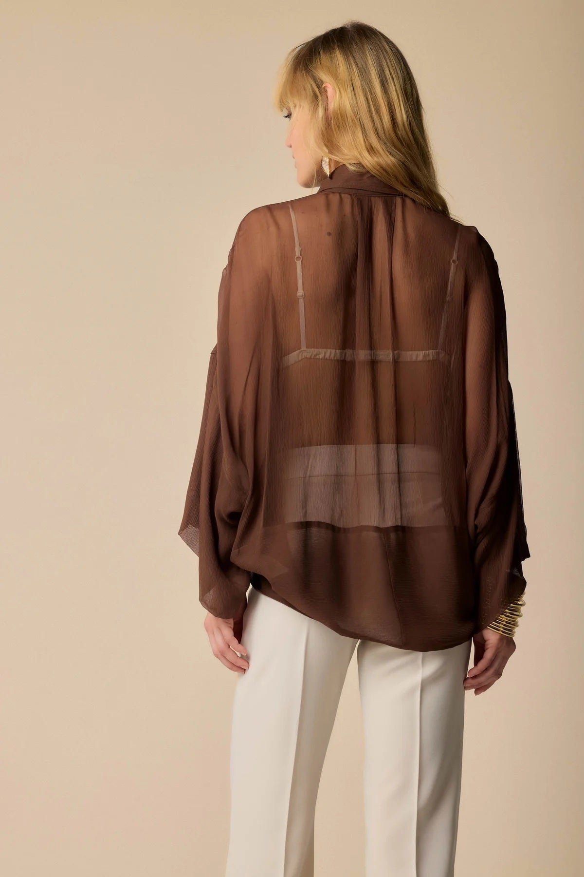 Blusa seda marrón