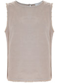 Blusa lino con sisa desflecada beige