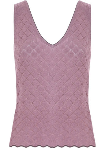 Top de punto calado rosa orquídea