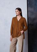 Chaqueta de punto color ocre