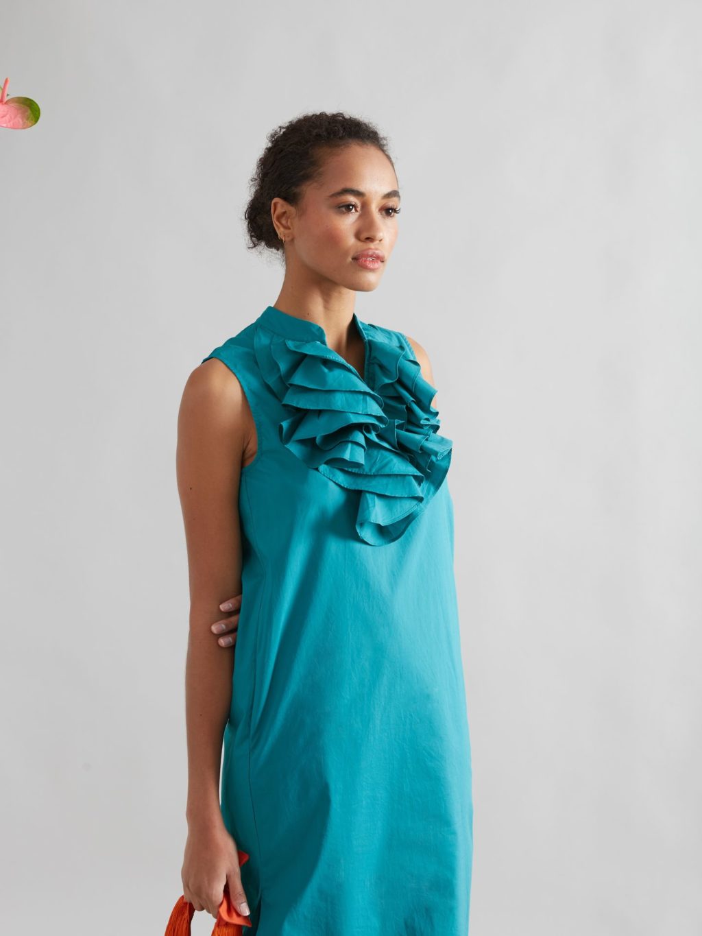 Vestido Is coming midi de popelín azul